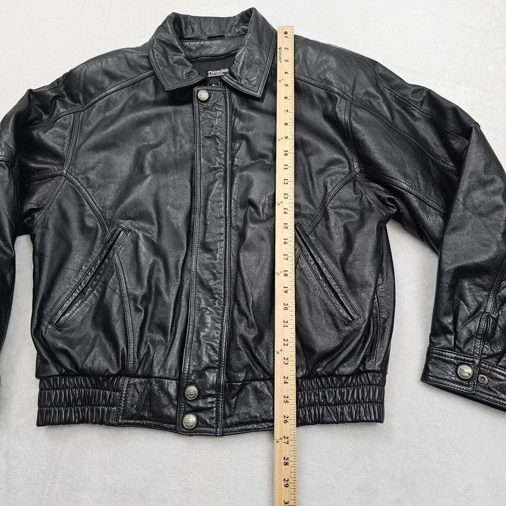Wilsons Leather Bomber Jacket Mens Medium Black Thinsulate Padded Vintage Biker